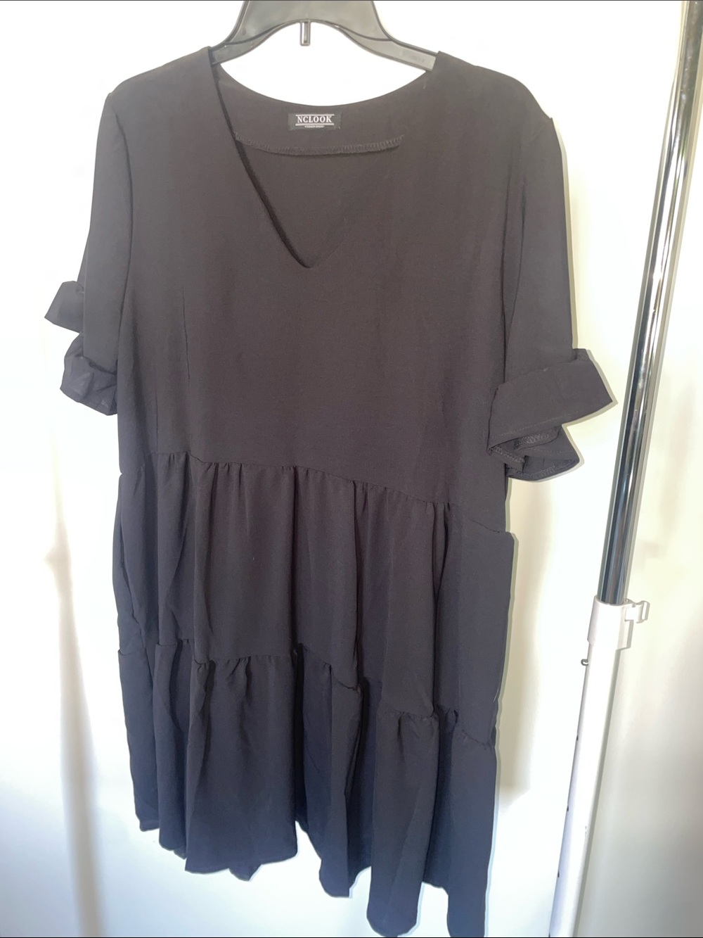 Nclook black 3 tier dress with pockets size L